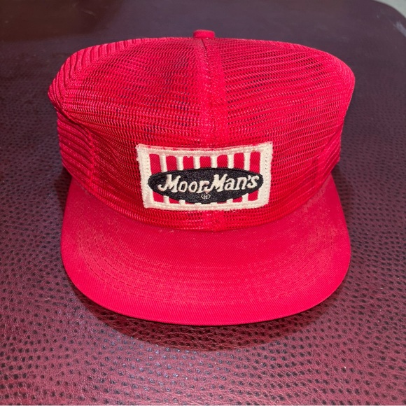 Vintage Other - Vintage Full Mesh MoorMan's Patch Hat Red K-Brand Snapback Cap USA Made-IA